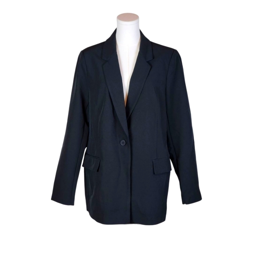 The Drop Blake Long Black Blazer Jacket XL Classic Single Button Business Casual